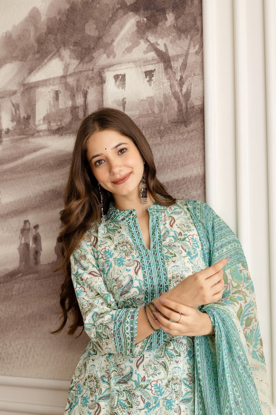 Maverick Fusion Printed Cotton Top-Bottom-Dupatta Set
